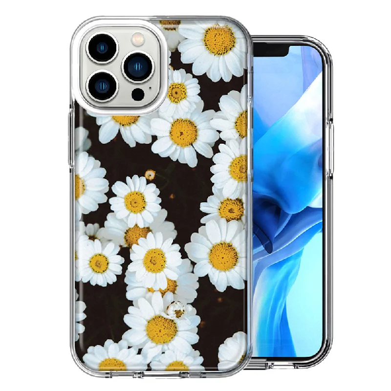 For Apple iPhone 15 Pro Cute Daisy Flowers Double Layer Phone Case Cover