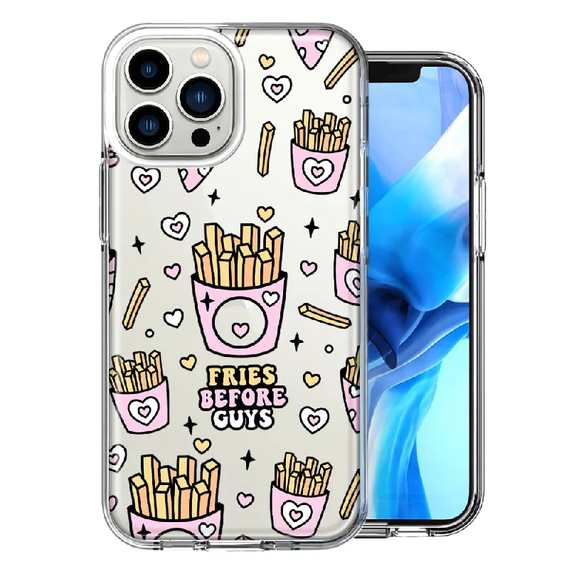 For Apple iPhone 15 Pro Cute Valentine Pink Love Hearts Fries Before Guys Double Layer Phone Case Cover