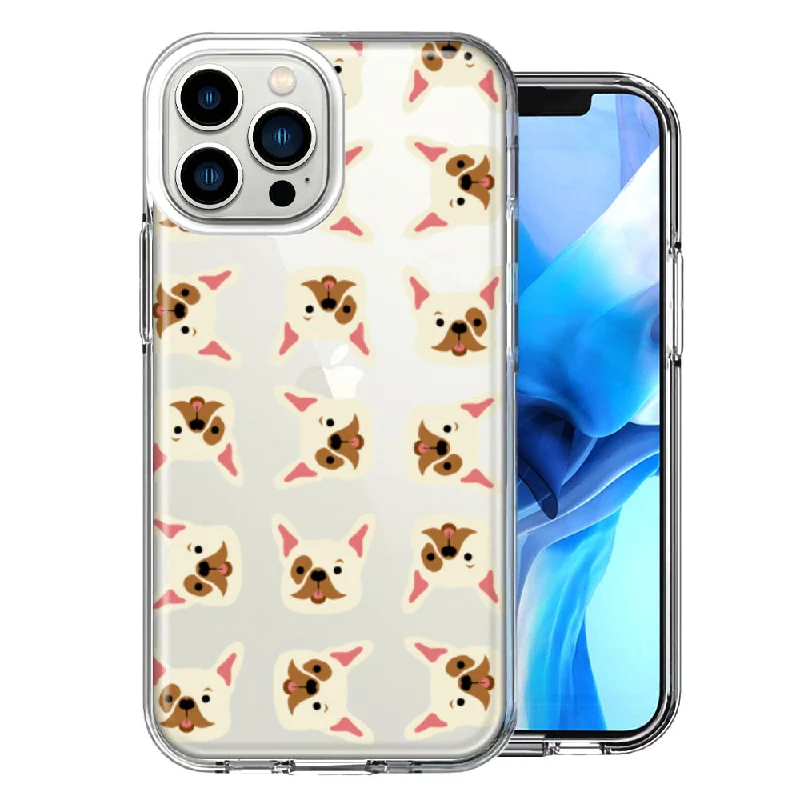 For Apple iPhone 15 Pro Frenchie Bulldog Polkadots Design Double Layer Phone Case Cover