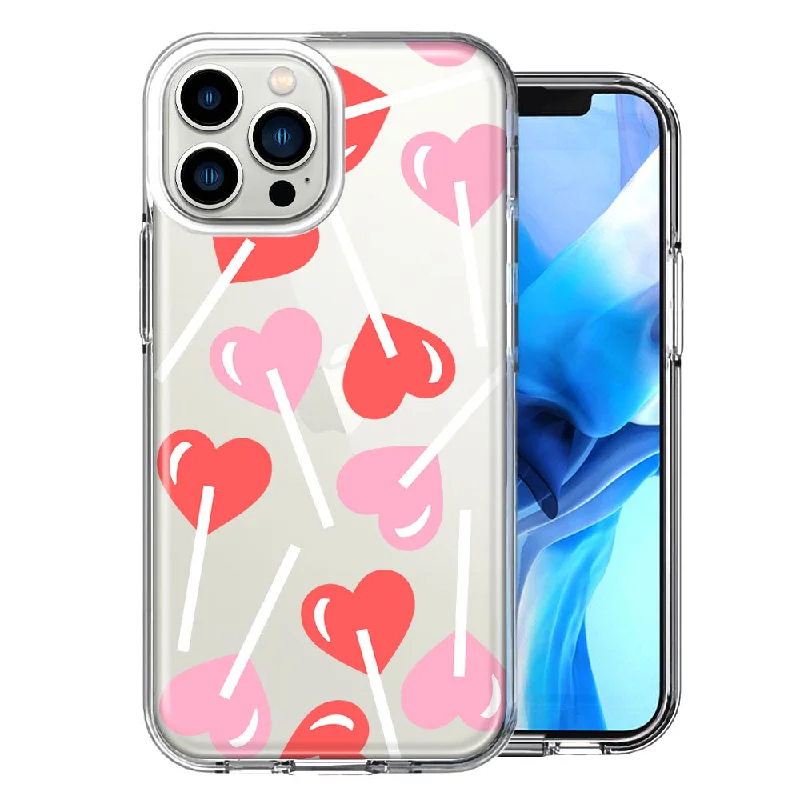 For Apple iPhone 15 Pro Heart Suckers Lollipop Valentines Day Candy Lovers Double Layer Phone Case Cover