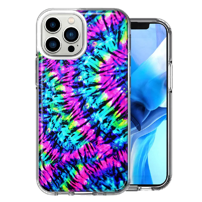 For Apple iPhone 15 Pro Hippie Tie Dye Double Layer Phone Case Cover