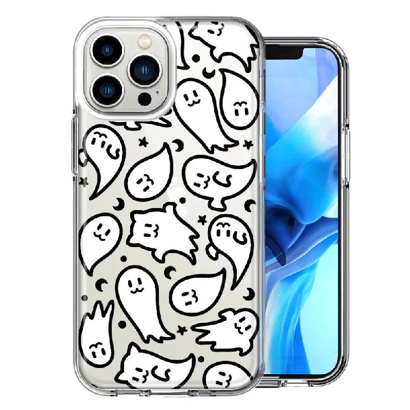 For Apple iPhone 15 Pro Kawaii Manga Cute Halloween Ghosts Spirits Design Double Layer Phone Case Cover