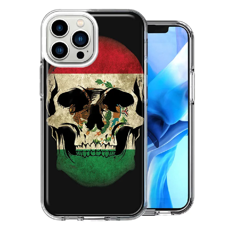 For Apple iPhone 15 Pro Mexico Flag Skull Double Layer Phone Case Cover