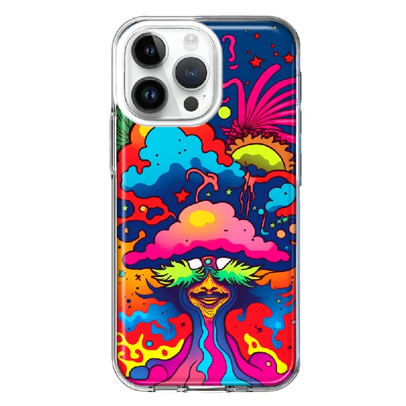 For Apple iPhone 15 Pro Neon Rainbow Psychedelic Trippy Hippie Bomb Star Dream Design Hybrid Protective Phone Case Cover