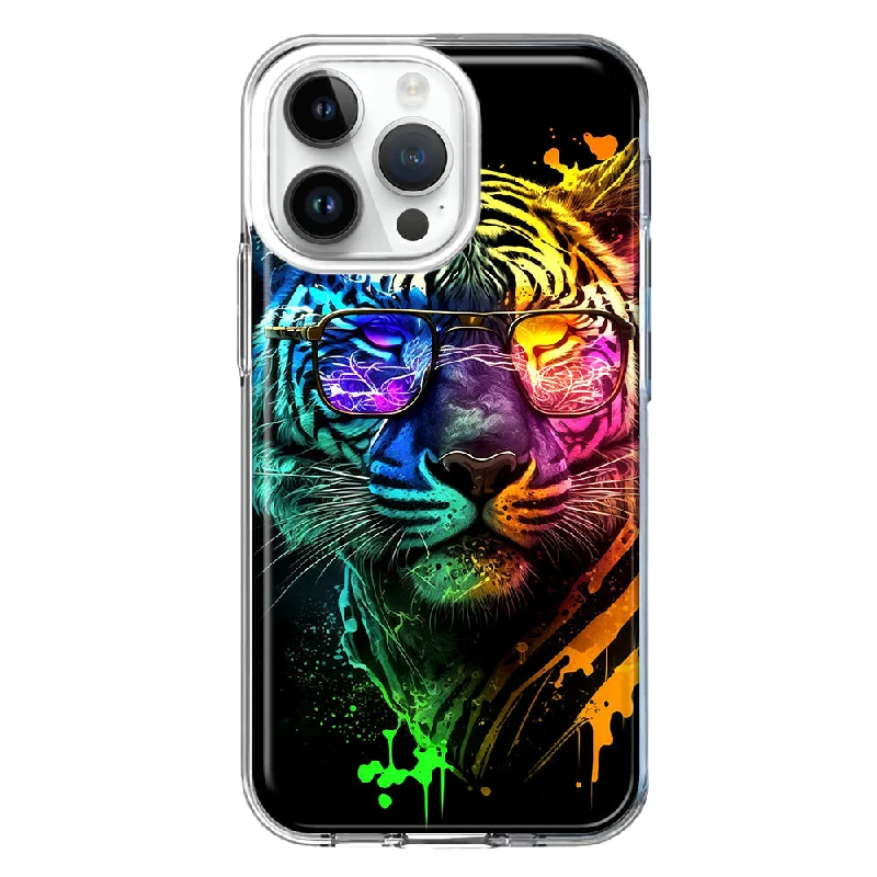 For Apple iPhone 15 Pro Neon Rainbow Swag Tiger Hybrid Protective Phone Case Cover