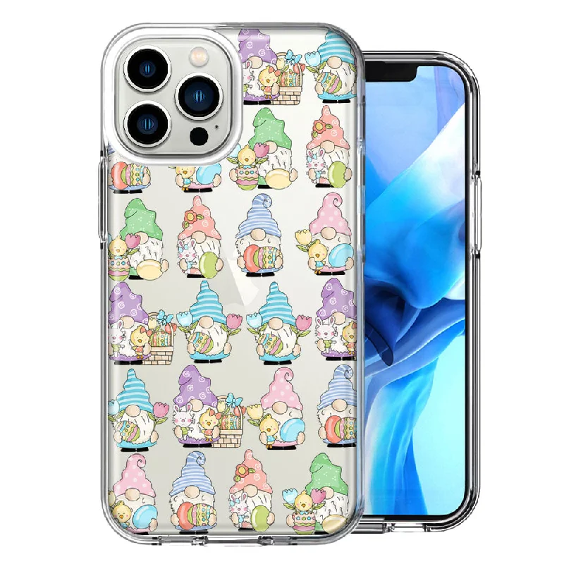 For Apple iPhone 15 Pro Pastel Easter Cute Gnomes Spring Flowers Eggs Holiday Seasonal Double Layer Phone Case Cover