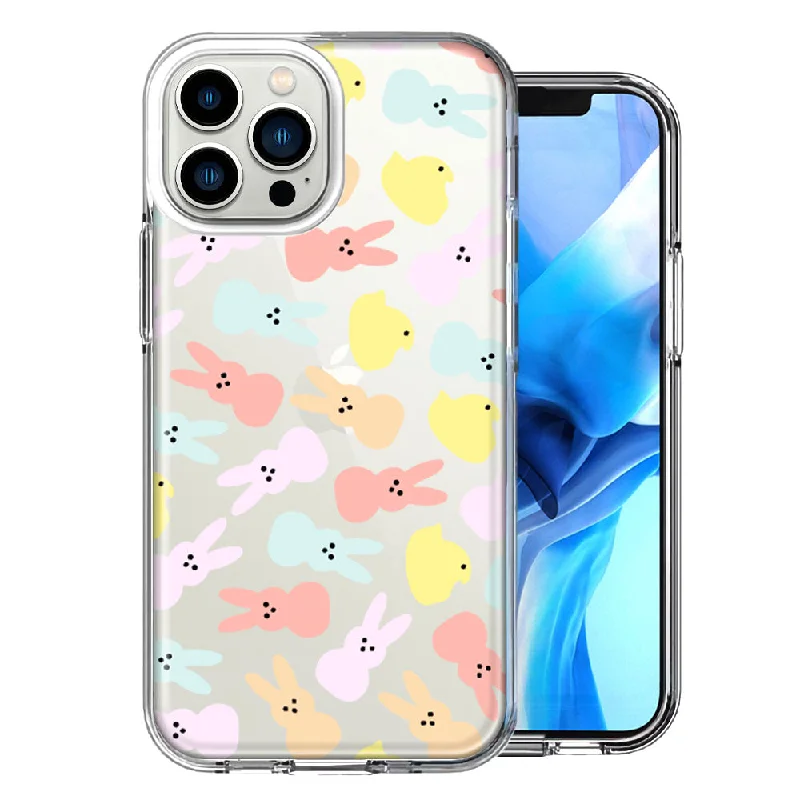 For Apple iPhone 15 Pro Pastel Easter Polkadots Bunny Chick Candies Design Double Layer Phone Case Cover