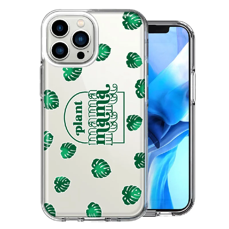 For Apple iPhone 15 Pro Plant Mama Houseplant Lover Monstera Tropical Leaf Green Design Double Layer Phone Case Cover