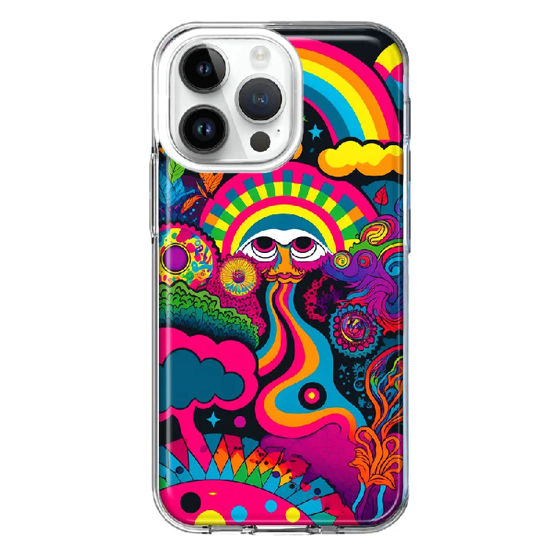 For Apple iPhone 15 Pro Psychedelic Trippy Hippie Night Walk Hybrid Protective Phone Case Cover