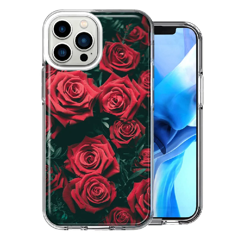 For Apple iPhone 15 Pro Red Roses Double Layer Phone Case Cover