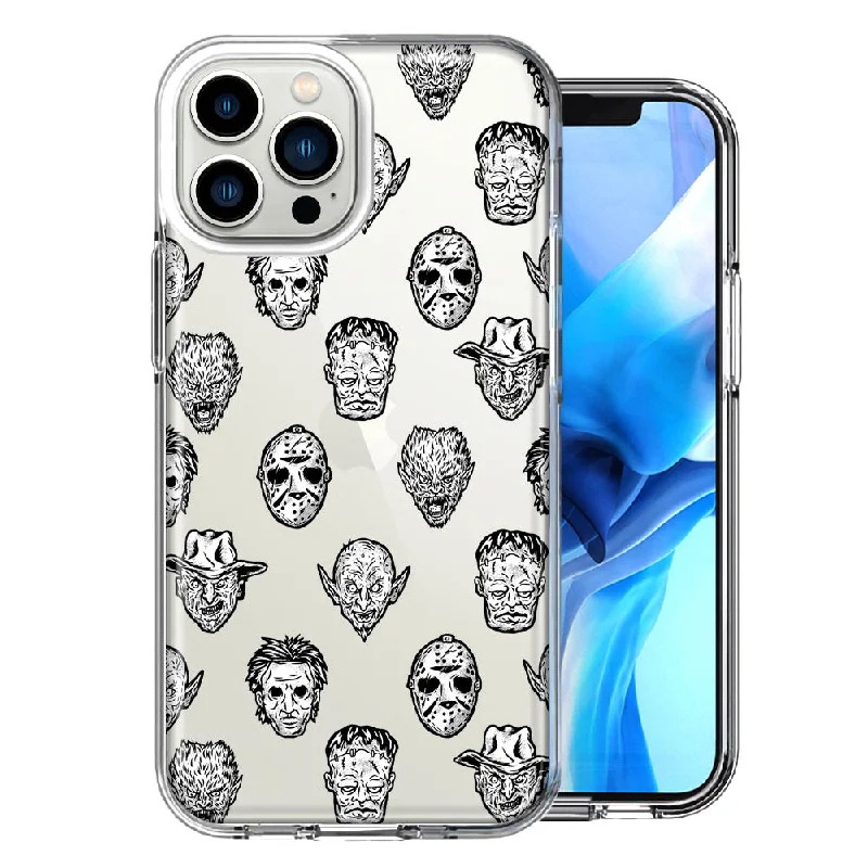 For Apple iPhone 15 Pro Spooky Halloween Villains Design Double Layer Phone Case Cover