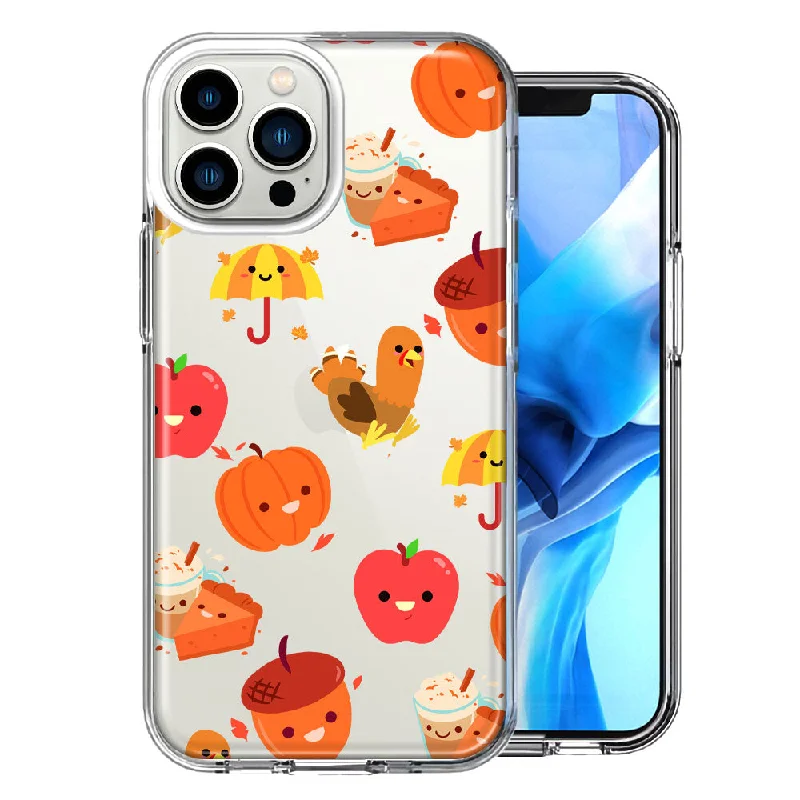 For Apple iPhone 15 Pro Thanksgiving Cute Autumn Fall Pumpkins Design Double Layer Phone Case Cover