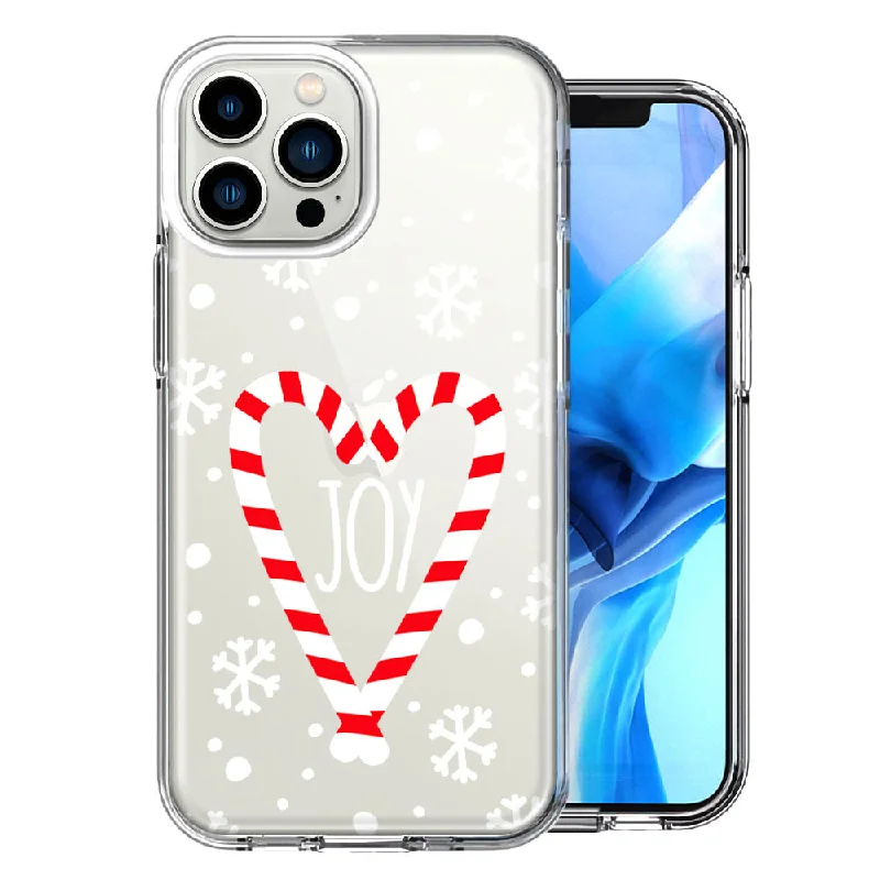 For Apple iPhone 15 Pro Winter Joy Snow Peppermint Candy Cane Heart Festive Christmas Double Layer Phone Case Cover