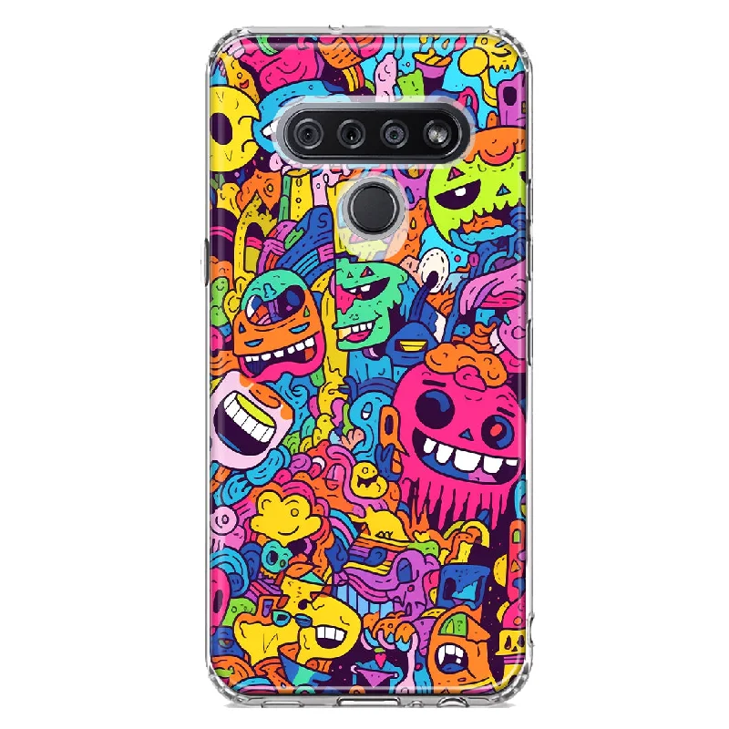 For LG Stylo 6 Psychedelic Trippy Happy Characters Pop Art Design Hybrid Protective Phone Case Cover