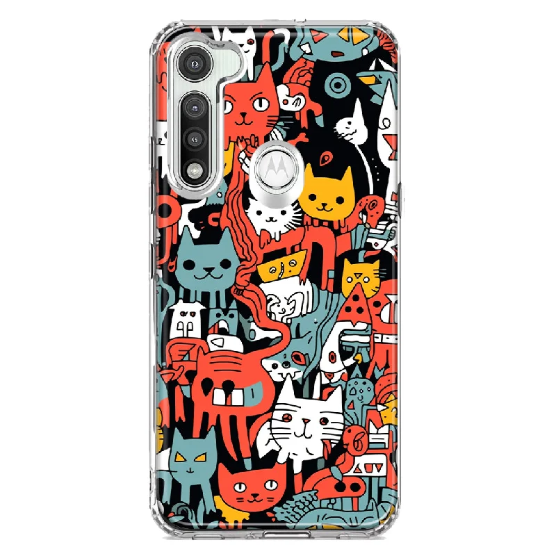 For Motorola Moto G Fast Psychedelic Cute Cats Friends Pop Art Design Hybrid Protective Phone Case Cover