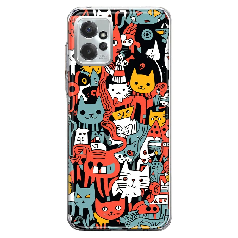 For Motorola Moto G Power 5G 2023 Psychedelic Cute Cats Friends Pop Art Design Hybrid Protective Phone Case Cover