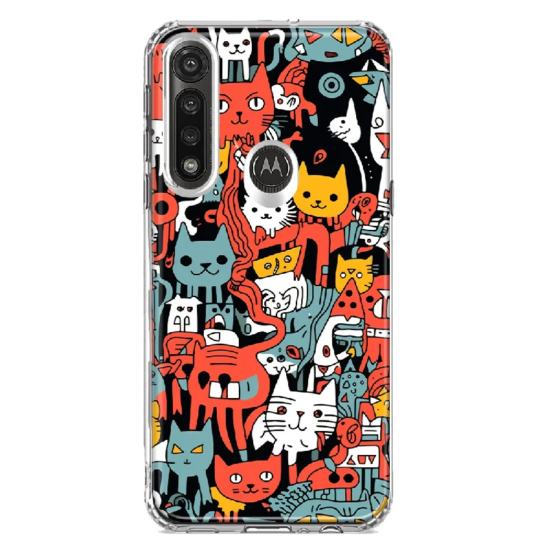 For Motorola Moto G Power Psychedelic Cute Cats Friends Pop Art Design Hybrid Protective Phone Case Cover