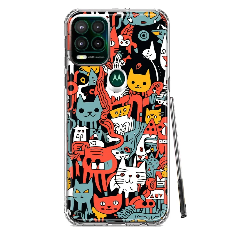 For Motorola Moto G Stylus 5G Psychedelic Cute Cats Friends Pop Art Design Hybrid Protective Phone Case Cover