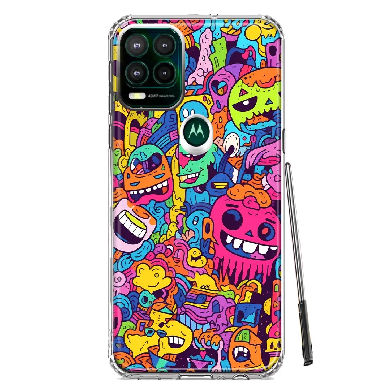 For Motorola Moto G Stylus 5G Psychedelic Trippy Happy Characters Pop Art Design Hybrid Protective Phone Case Cover