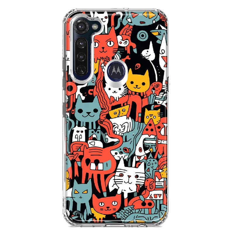 For Motorola Moto G Stylus Psychedelic Cute Cats Friends Pop Art Design Hybrid Protective Phone Case Cover