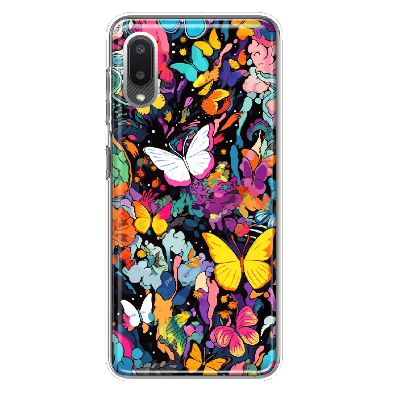 For Samsung Galaxy A02 Psychedelic Trippy Butterflies Pop Art Design Hybrid Protective Phone Case Cover