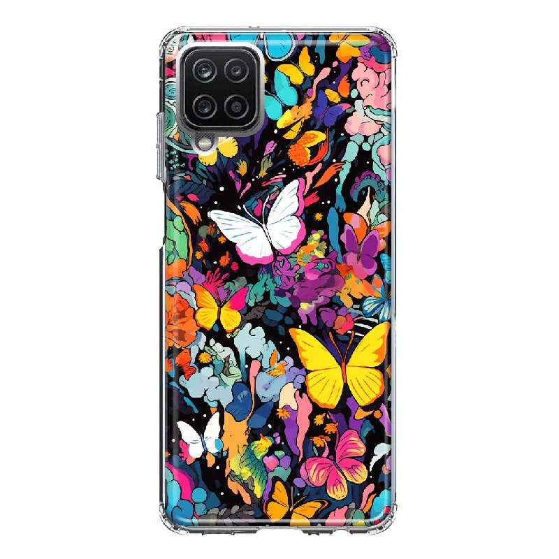 For Samsung Galaxy A12 Psychedelic Trippy Butterflies Pop Art Design Hybrid Protective Phone Case Cover