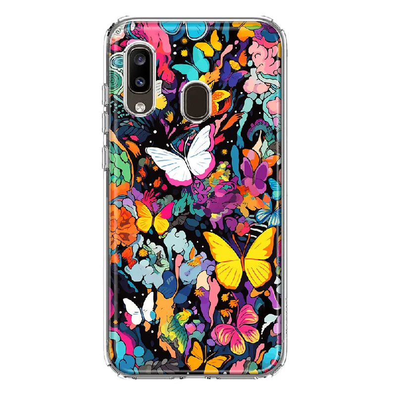 For Samsung Galaxy A20 Psychedelic Trippy Butterflies Pop Art Design Hybrid Protective Phone Case Cover