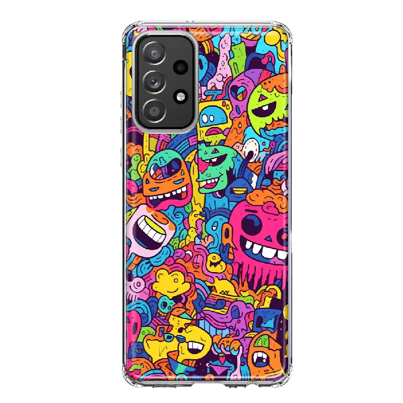 For Samsung Galaxy A53 Psychedelic Trippy Happy Characters Pop Art Design Hybrid Protective Phone Case Cover