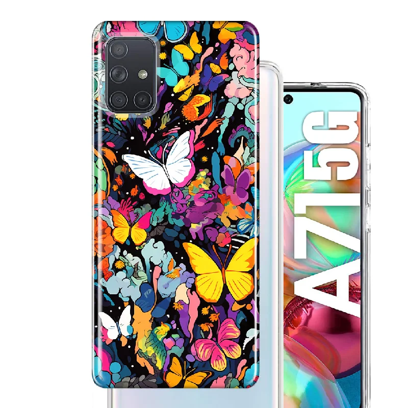 For Samsung Galaxy A71 5G Psychedelic Trippy Butterflies Pop Art Design Hybrid Protective Phone Case Cover