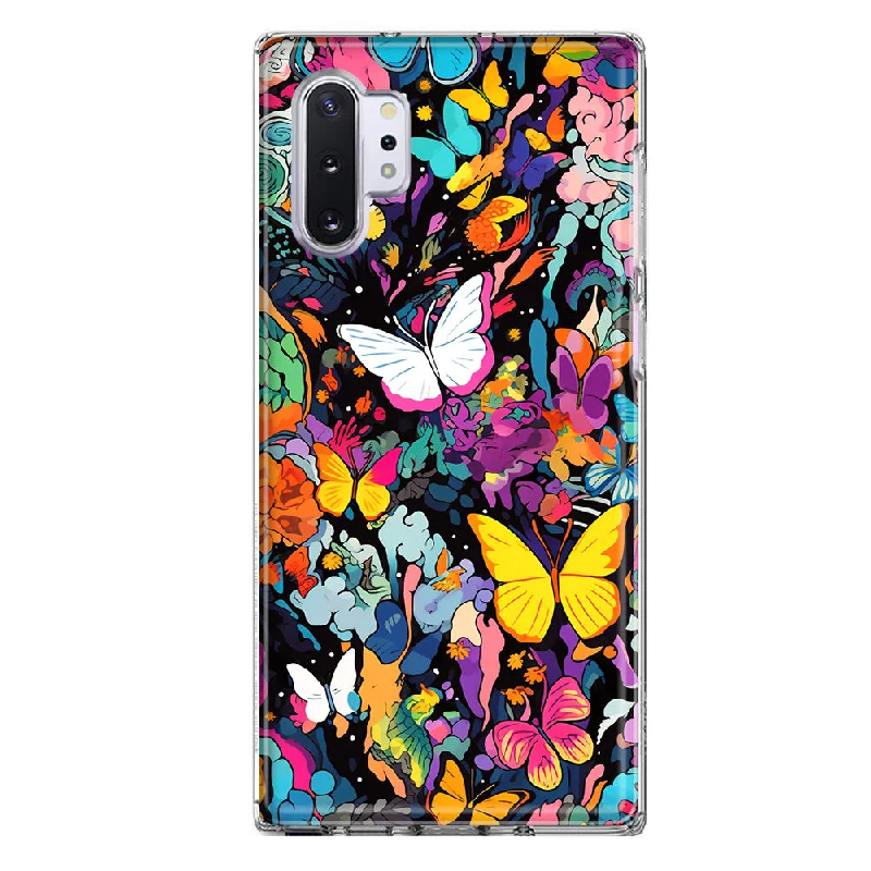 For Samsung Galaxy Note 10 Psychedelic Trippy Butterflies Pop Art Design Hybrid Protective Phone Case Cover