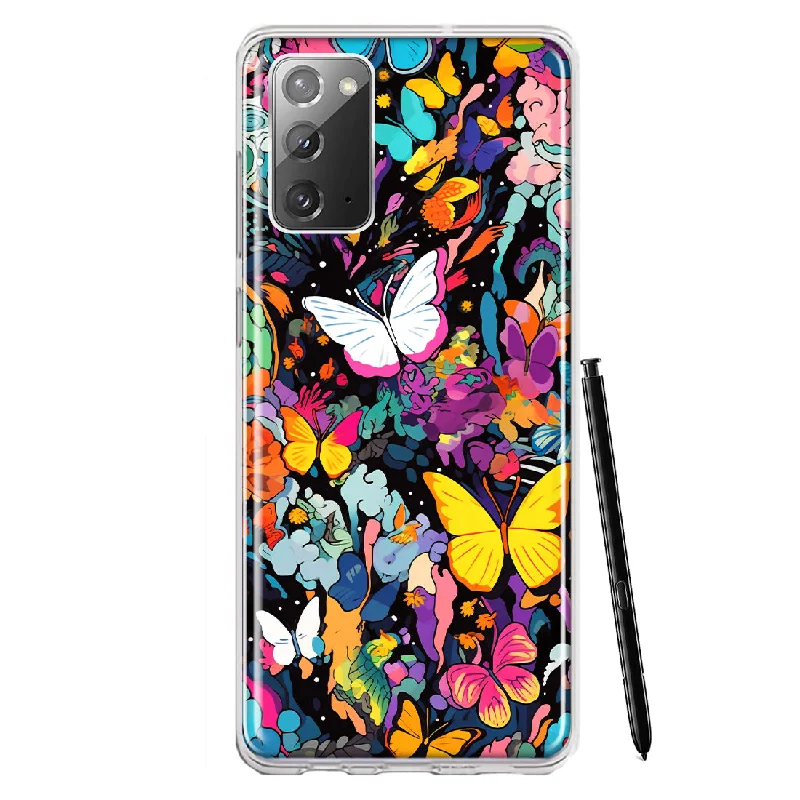 For Samsung Galaxy Note 20 Psychedelic Trippy Butterflies Pop Art Design Hybrid Protective Phone Case Cover