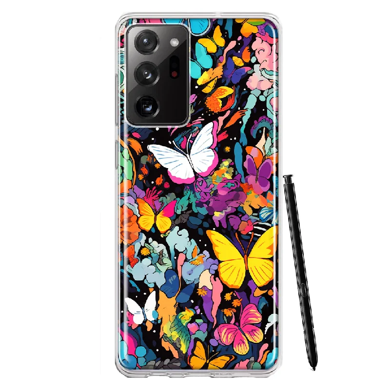 For Samsung Galaxy Note 20 Ultra Psychedelic Trippy Butterflies Pop Art Design Hybrid Protective Phone Case Cover