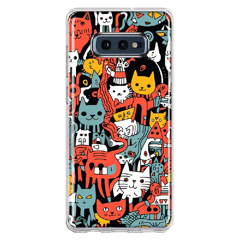 For Samsung Galaxy S10e Psychedelic Cute Cats Friends Pop Art Design Hybrid Protective Phone Case Cover