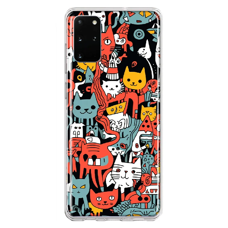 For Samsung Galaxy S20 Plus Psychedelic Cute Cats Friends Pop Art Design Hybrid Protective Phone Case Cover