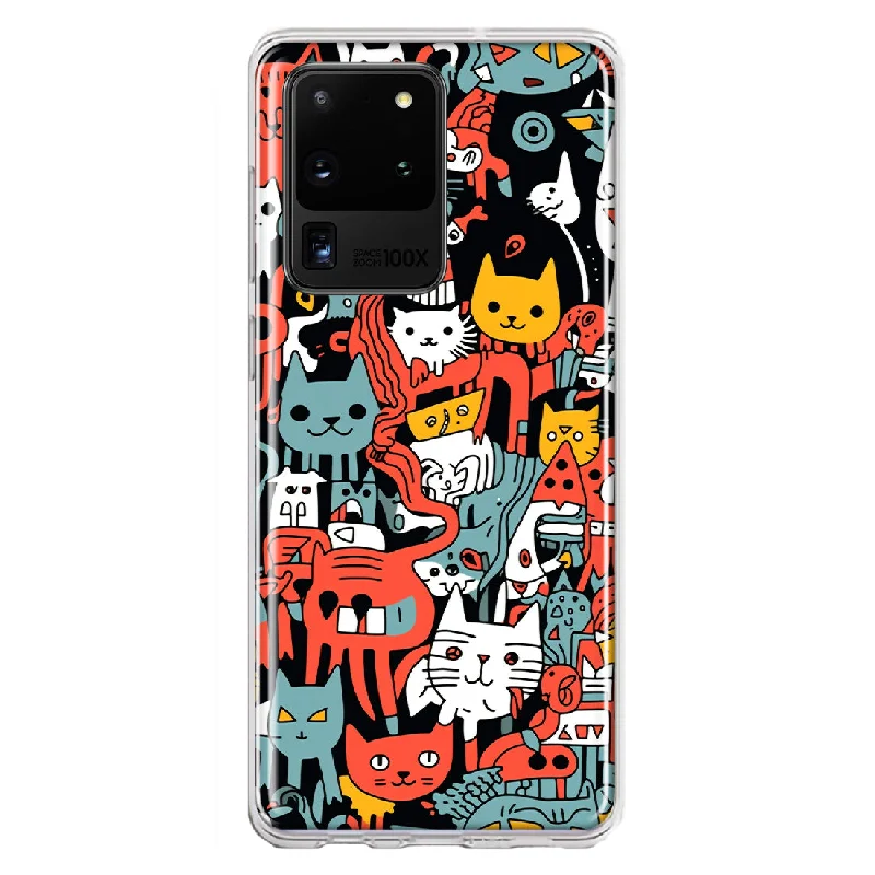 For Samsung Galaxy S20 Ultra Psychedelic Cute Cats Friends Pop Art Design Hybrid Protective Phone Case Cover