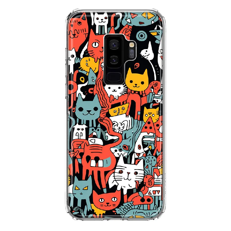 For Samsung Galaxy S9 Plus Psychedelic Cute Cats Friends Pop Art Design Hybrid Protective Phone Case Cover