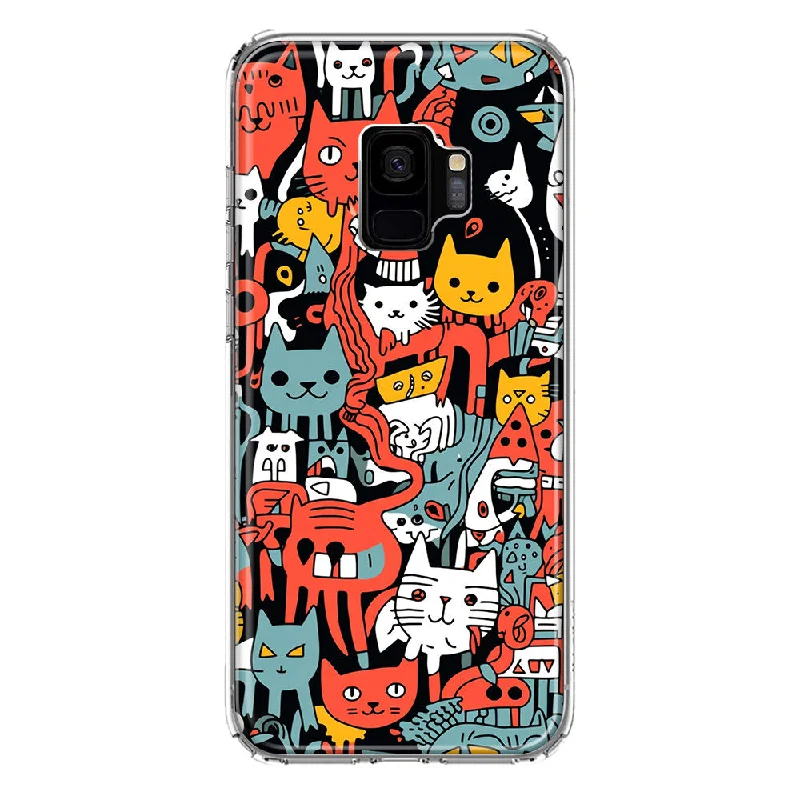 For Samsung Galaxy S9 Psychedelic Cute Cats Friends Pop Art Design Hybrid Protective Phone Case Cover