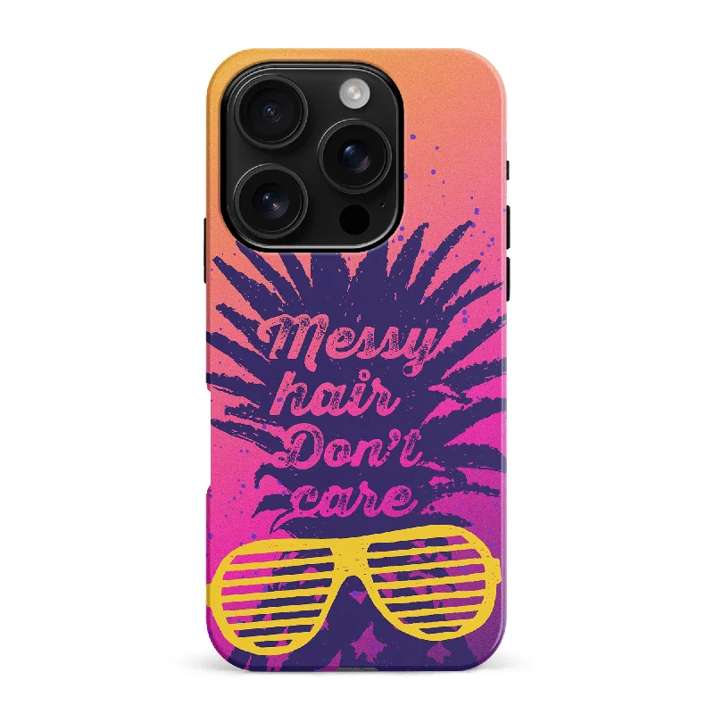 Messy Hair Don't Care Phone Case - Magenta/Orange