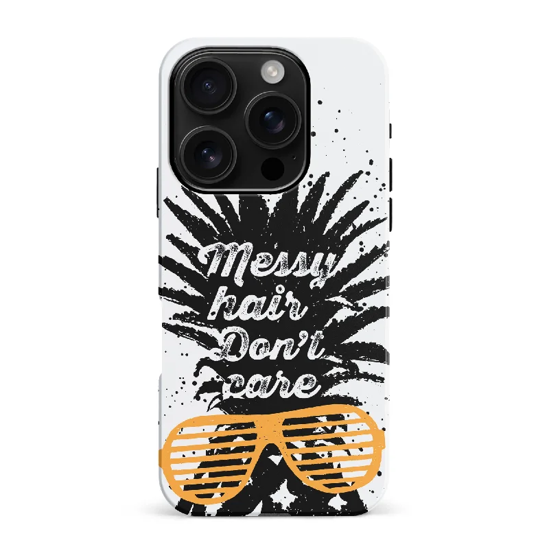 Messy Hair Don't Care Phone Case - White