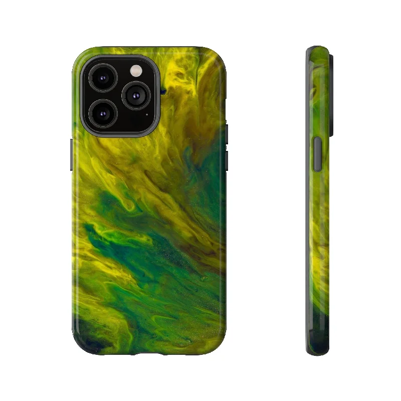 Neon Yellow Ink Art - Protective Phone Case