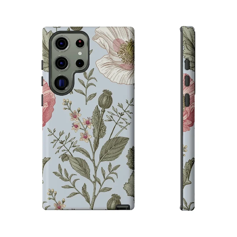 Poppy Blue Vintage Flower Samsung Case (Protective)