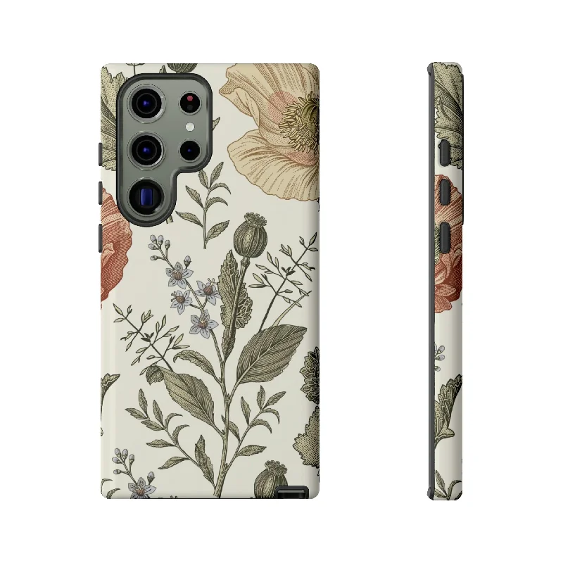 Poppy Brown Vintage Flower Samsung Case (Protective)