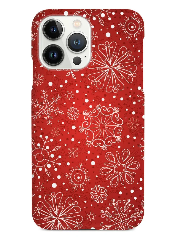 Red Snowflakes Doodle - Black Case