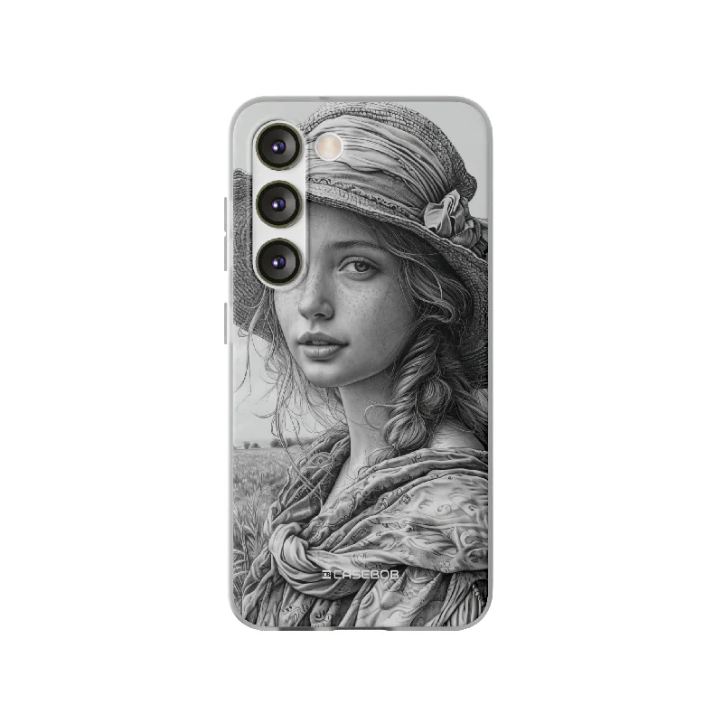 Serene Sketch Portrait | Flexible Phone Case for Samsung Galaxy