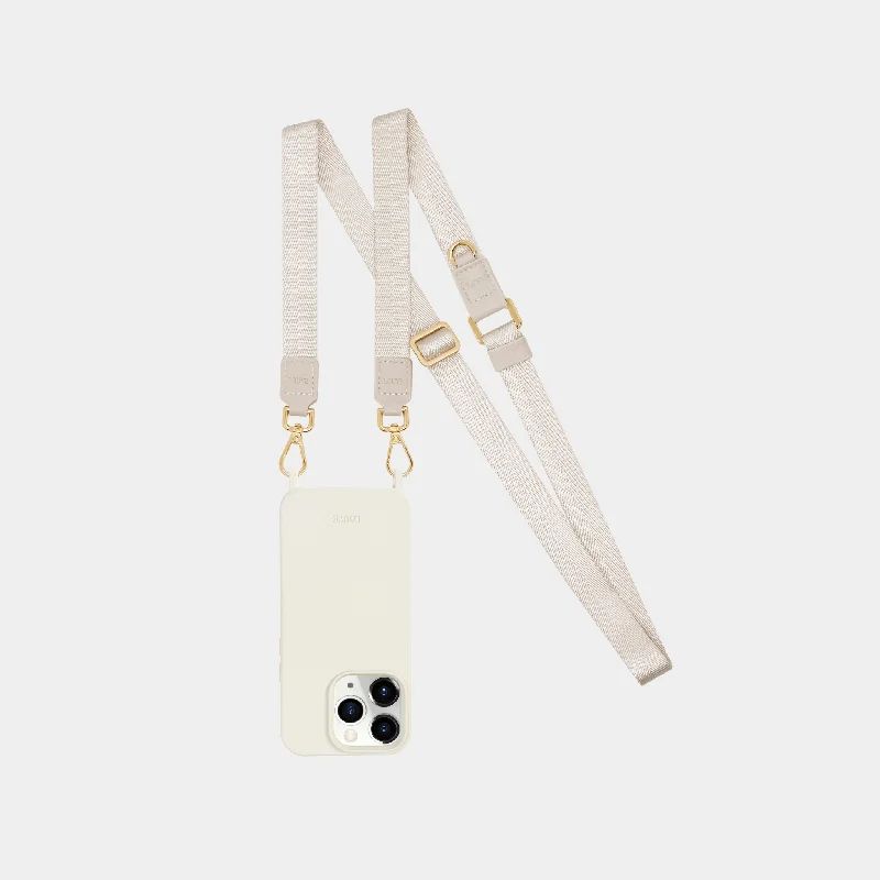 Off-White Phone Case + Bone Crossbody Lanyard