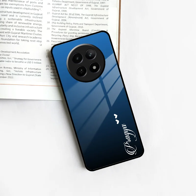 Blue Gradient Glass Case Cover For Realme/Narzo