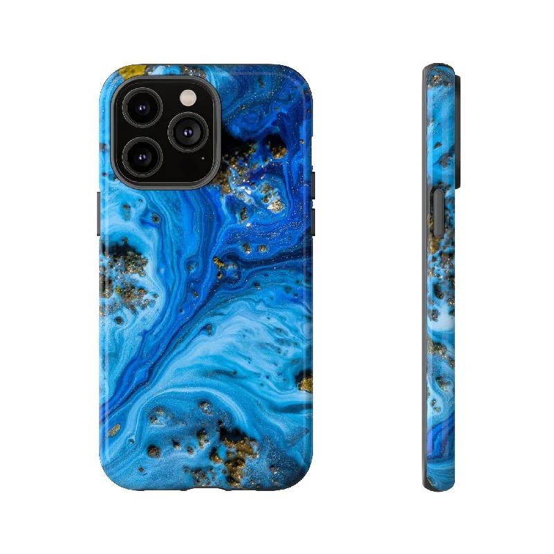 Blue Ice Melt Ink Art - Protective Phone Case