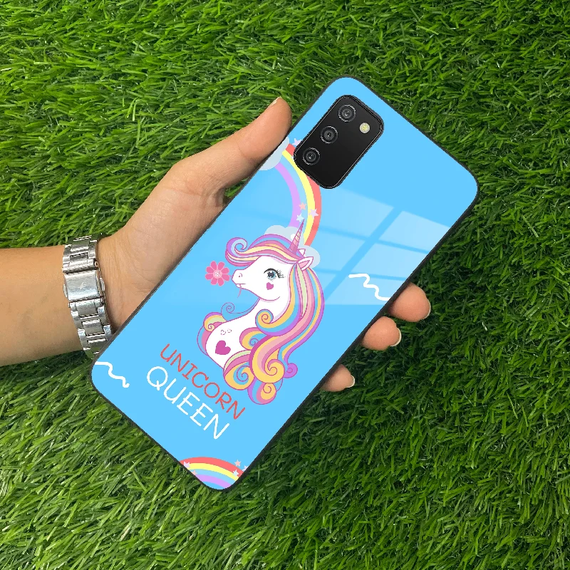 Blue Unicorn Queen Glass Phone Case For Samsung