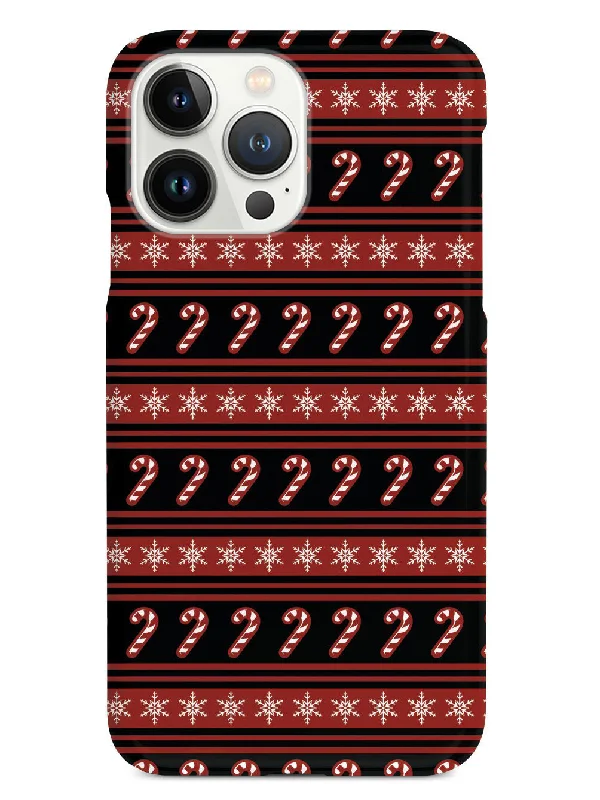 Candy Cane Snow Flakes Pattern - Black Case