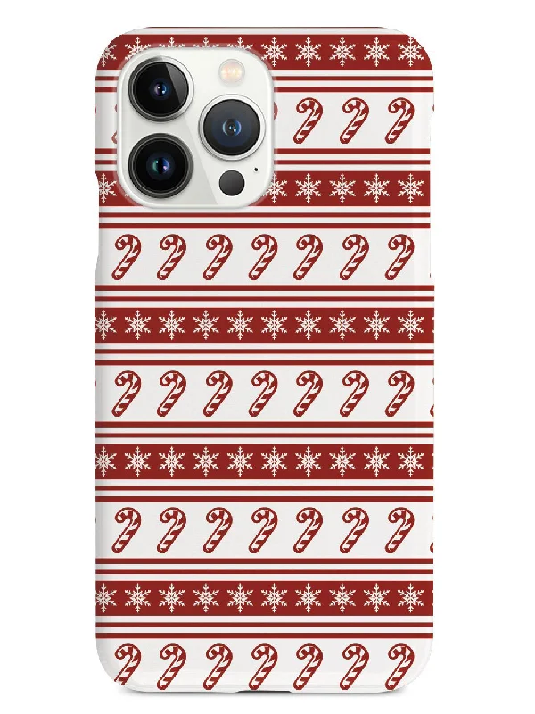 Candy Cane Snow Flakes Pattern - White Case